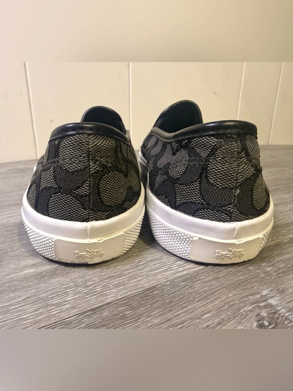 Coach Chrissy Black Signature C Logo Slip-On Sneaker Shoes Sz 7.5B